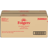 Folgers front packaging showing 160-count case and clear labeling, ensures quick identification