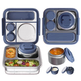 Fomazi front view of blue bento lunch box showing compact design and portability