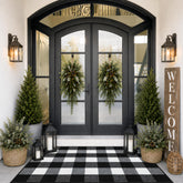 FONEYI front packaging showing full plaid rug and entrance appeal