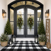 FONEYI front view of buffalo plaid rug showing welcoming entry benefit