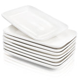 Foraineam front view of white rectangular plate showing clean design and serving benefit