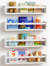 Forbena front view of shelf showing clean white finish and neat storage