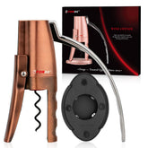 Forge front view of vertical lever opener showing sleek metallic bronze finish and easy grip