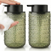 FOVCENT front view of two green hobnail glass dispensers showing vintage style and durability