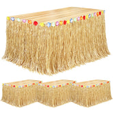 Fovths front packaging showing four straw-yellow grass skirts and contents benefit easy setup