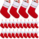 Fovths front view of 24 red felt stockings set showing quantity and festive benefit