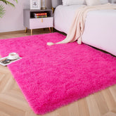 Foxmas front view of hot pink rug showing vibrant color and clean edges, enhances decor