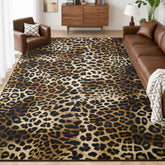 Foxmas front view of leopard rug showing bold pattern and color as focal point