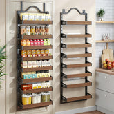 Freexployer front view of 8-tier pantry organizer showing tidy storage benefit