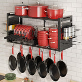 Freexployer front view showing full wall-mounted pot rack for efficient storage