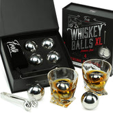 Frolk luxury gift box with four stainless steel whisky balls enhancing presentation