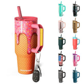 Frost Buddy front view showing 40oz tumbler and spill-resistant lid for convenience