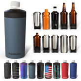 Frost Buddy front view showing sleek stainless-steel cooler and logo benefit durable portability