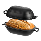 FRRLY front view of cast iron loaf pan showing sturdy construction and instant baking readiness