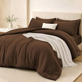 FUANNA brown comforter front view showing full bed coverage and cozy look