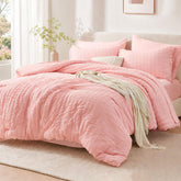 FUANNA front view of pink comforter set showing complete bundle benefit