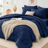 FUANNA queen comforter full bed front showing navy color and neat styling