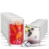 FULGNU front view of 12-piece hobnail glass set shows vintage appeal and complete serving set