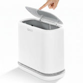 funest front view white trash can showing slim modern design and neat appearance