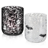 Funnymoom ghost and bat glasses front view showing festive icons and gift appeal