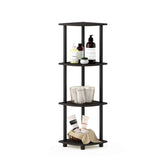 Furinno front view of espresso corner shelf showing space-saving benefit