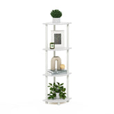 Furinno front view of corner shelf showing compact footprint and bright finish