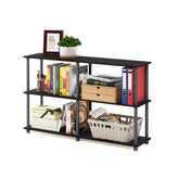 Furinno front view of 47.4-inch wide three-tier shelf showing clean modern lines and storage benefit