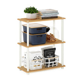 Furinno front view of 3-tier beech shelf showing compact storage benefit