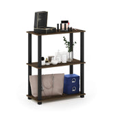 Furinno front view Columbia Walnut shelf showing compact storage benefit