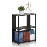 Furinno JAYA front view walnut showing compact three-tier storage and neat appearance