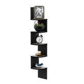 Furinno Rossi front view showing five-tier corner display and space-saving benefit