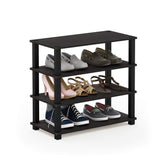 Furinno front view espresso shoe rack showing compact organized storage