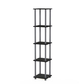 Furinno front view of corner shelf showing compact footprint and modern look