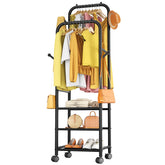 Furologee front view full rack shows organized clothing and compact footprint benefit