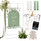 furoSa front view of white easel holding wedding welcome sign showing clean display and style