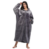 FUSSEDA front view with hood up showing full warmth and coverage