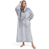 FUSSEDA front view of hooded blanket showing full coverage and comfort