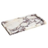 FutureStone front view of Calaccata Viola marble tray showing elegant pattern and organized space