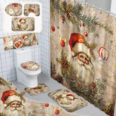 FuWeave shower curtain front view showing Santa design and festive appeal