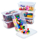 GAMENOTE front view of six clear bins showing organized storage benefits
