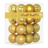 GameXcel front view of gold ornament set showing cohesive shine and easy hanging