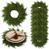 Gandeer cedar wreath placemat front view showing festive charger benefit