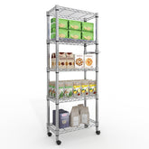 Garvee front view assembled rack showing slim profile and five tiers for organized storage