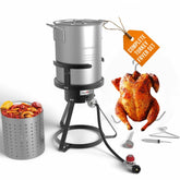 Gas One full fryer kit front view showing complete 7-in-1 setup and outdoor readiness