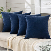 GAWAMAY front view of four navy pillow covers, neat set for sofa