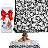 GDGJWL blanket front flat lay showing blank canvas and marker readiness for personalization