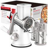 GDL rotary grater front view showing compact design and benefit of countertop speed