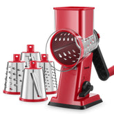 Geedel front view grater showing full unit and wide feed throat for faster prep