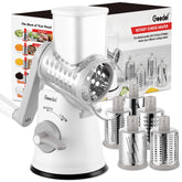 Geedel front view showing compact rotary grater and assembled look for convenience