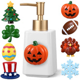 Gejoy ceramic dispenser front view with gold pump showing elegant countertop appeal